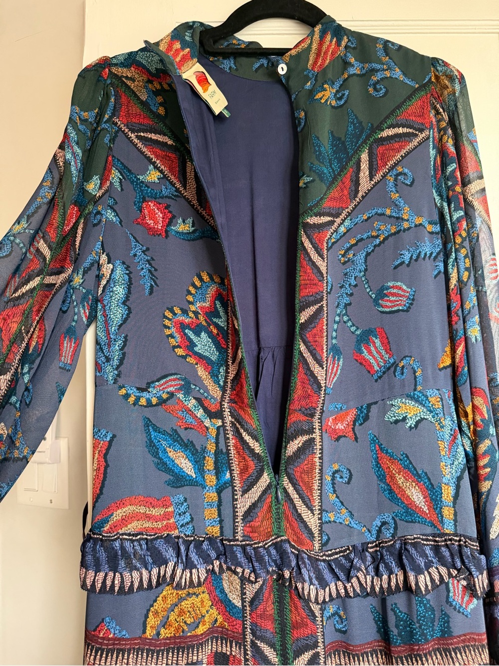 FARM Rio Blue Multi-Print Long Sleeve Maxi Dress - Picture 12 of 16